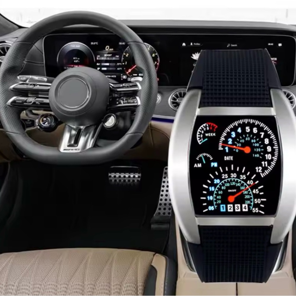 Brand new men’s car vehicle dashboard gauges black luxury led watch digital
